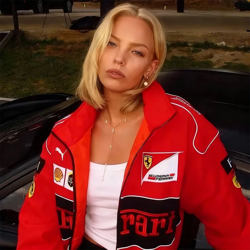 High-Quality F1 Racing Embroidered Jacket Locomotive Riding Jacket Couple Coat for  F430 488 Stradale Roma F8 Spider SF90