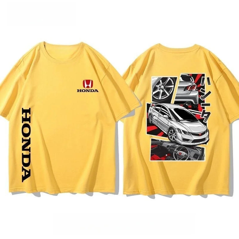 Civic Motorcycle Short-Sleeved Classic Modified Car Culture JDM Car Racing Fan T-Shirt Club Men'S Top